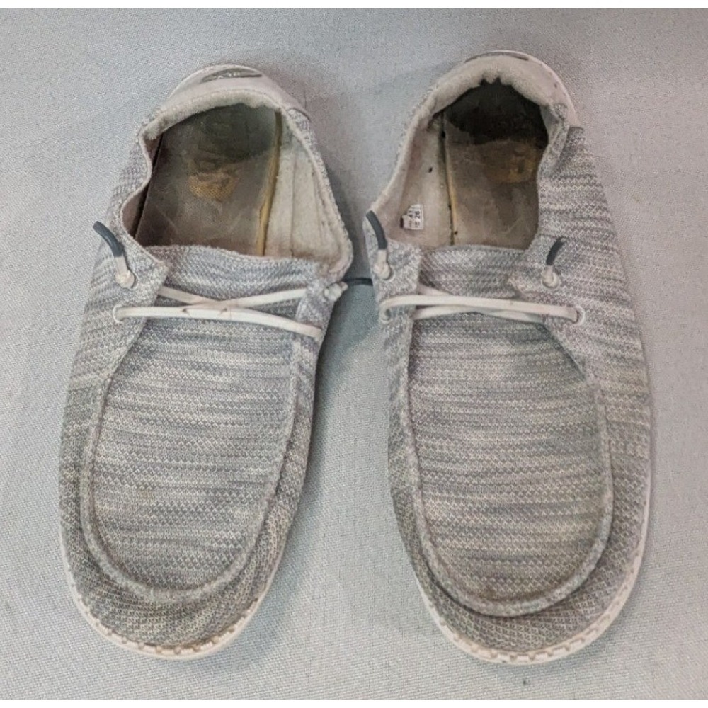 Hey Dude Wally Loafers Mens Size 8 Grey Fair Casual Knit Slip On Shoes